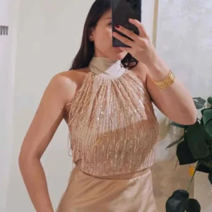 Top con lentejuelas ACOF Color oro