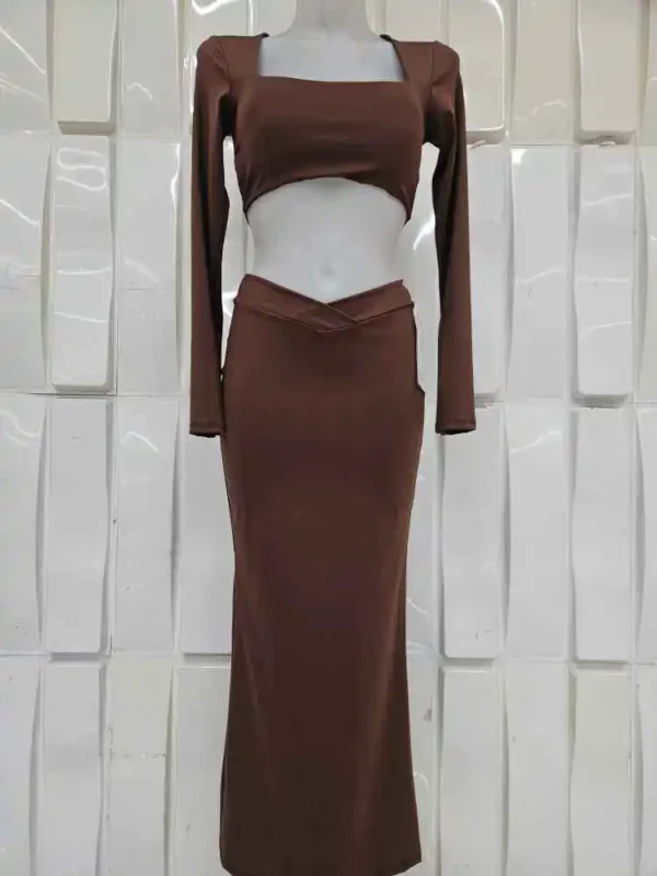 vestido largo AHOEB Chocolate talla única - Imagen 2